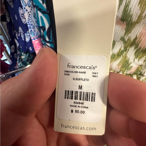 Francesca's Collections Sage Green Cream Romper - Picture 6 of 14